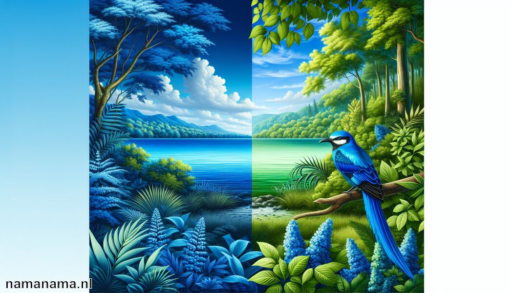 Groen zorgt voor een natuurlijk contrast   - Welke kleur past bij blauw? » Blauw in harmonie brengen  