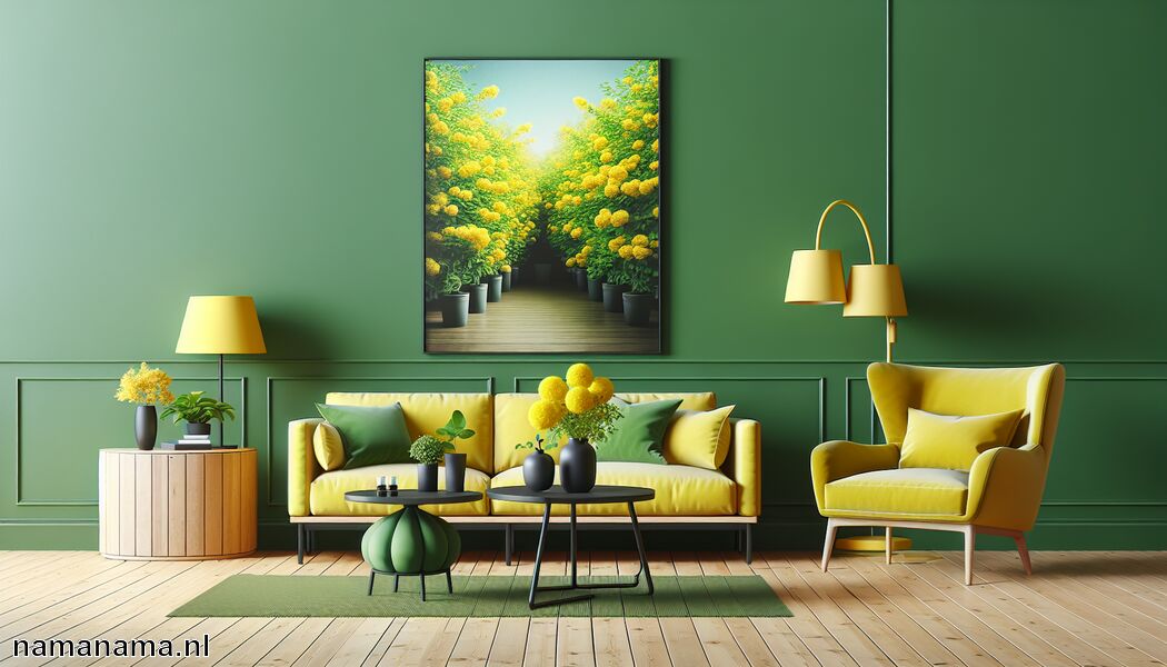 Geel voor een frisse en energieke look   - Welke kleur past bij groene muren? » Groene muren de juiste kleuren  