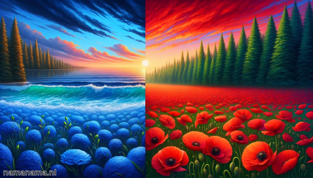 Voorbeelden: blauw en oranje, rood en groen - Complementaire kleuren » Ontdek complementaire kleuren