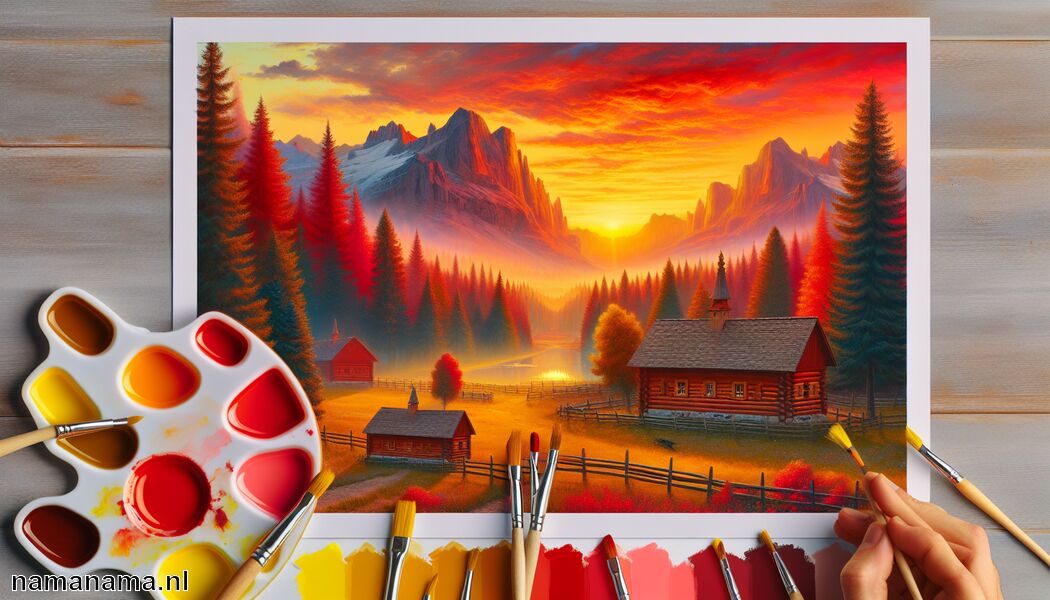 Kleurencombinaties beïnvloeden de sfeer van kunst   - Rood en geel mengen » Rood en geel harmonieus maken  