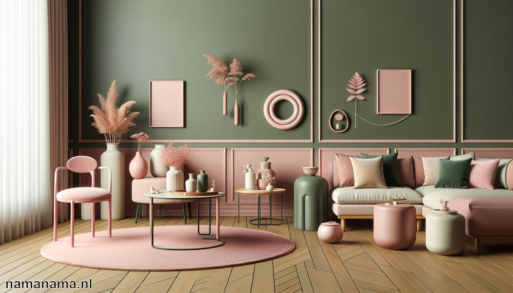 Roze of perzik voor een speelse sfeer   - Welke kleur past bij groene muren? » Groene muren de juiste kleuren  