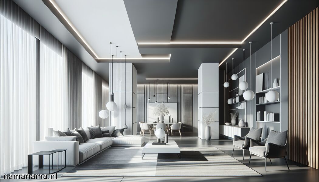Moderne woonkamer in grijs en wit » Grijs en wit moderne woonkamer