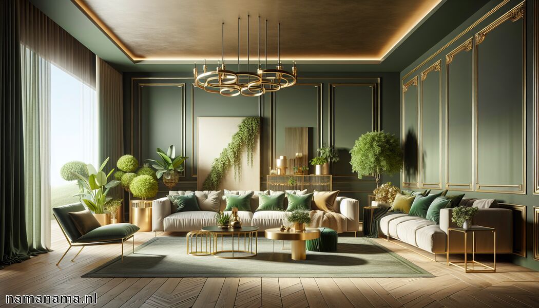 Woonkamer in groen en goud » Groene en gouden woonkamer