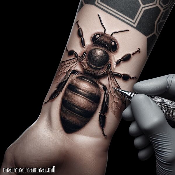 Bijen tattoo betekenis » Samenwerking en gemeenschap vereeuwigd