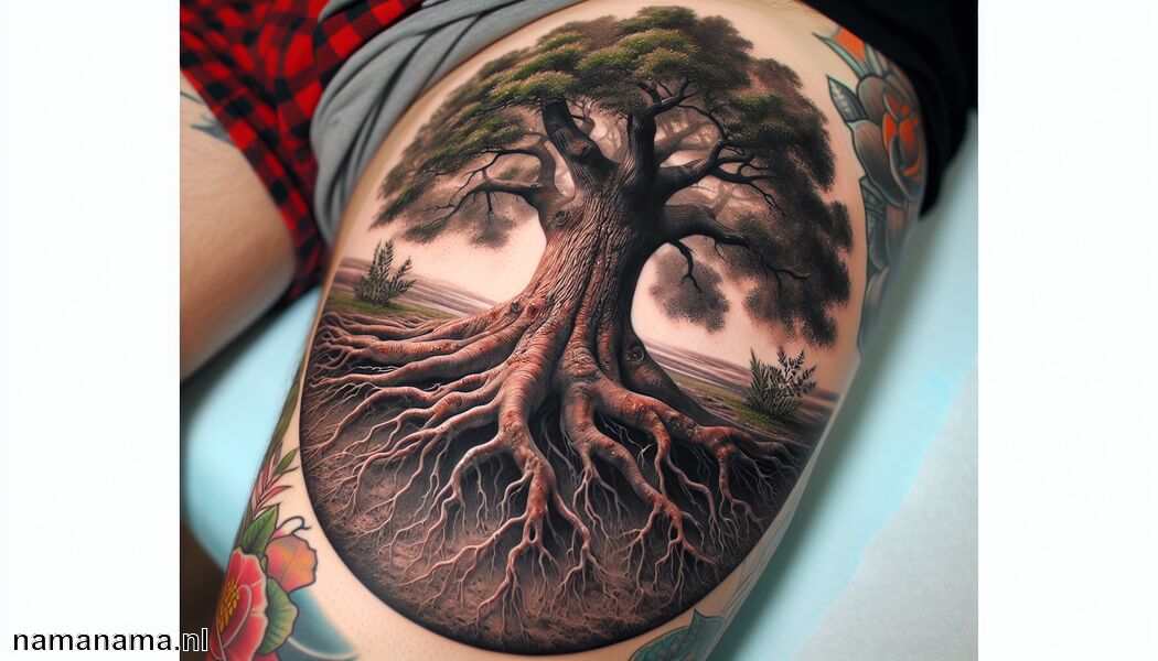 Familie en verbondenheid met voorouders - Boom Tattoo Betekenis » Levenskracht en verbinding met de aarde