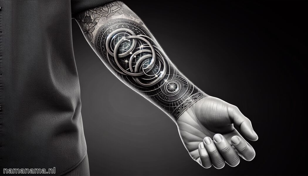 Gekozen ontwerpen weerspiegelen individuele stijlen - 2 ringen arm tattoo betekenis » Verbondenheid door ringen