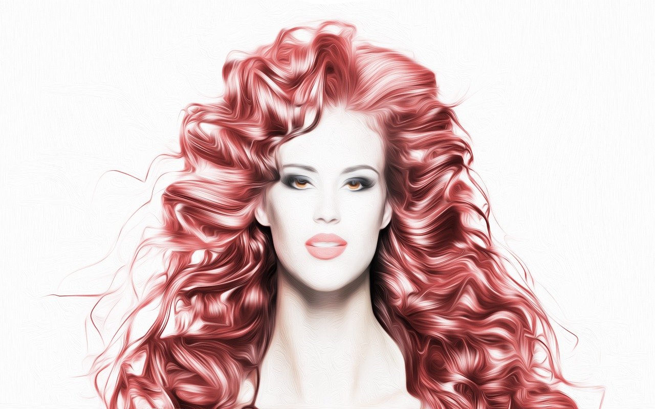 woman, art, hair, the face, girl, beautiful, red, paint, woman, woman, hair, hair, hair, hair, hair, girl