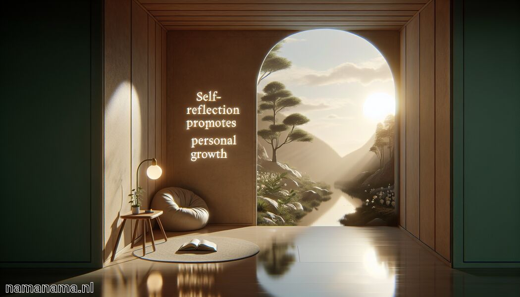 Zelfreflectie bevordert persoonlijke groei   - Mindfulness citaat om even stil te staan